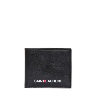 YSL Saint Laurent 聖羅蘭 LOGO設計 小牛皮 對折短夾