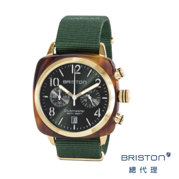 BRISTON 手工方糖錶 折射光感 周冬雨綠 金框 雙眼 方糖錶 玳瑁琥珀框 女錶 手錶 男錶 1565