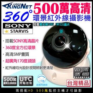 監視器 超廣角 全景360度 5MP AHD 500萬 SONY晶片 室內半球 紅外線攝影機
