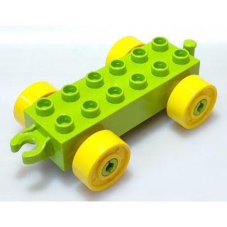 【得寶Duplo】黃綠色 2x6 連結車 車底 汽車 車子 底盤 交通工具 大顆粒 積木 [樂高玩家★正版LEGO]