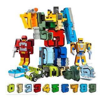 (現貨) 💟 晴媽好物推薦 💟 變型數字機器人 機器人玩具 變形積木 字母變形金剛 小機器人可合成大機器人 拼裝
