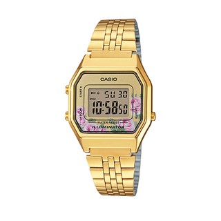 CASIO 卡西歐 LA680WGA-4C 電子女錶 不鏽鋼錶帶 玫瑰花圖樣 LA680WGA 國隆手錶專賣店