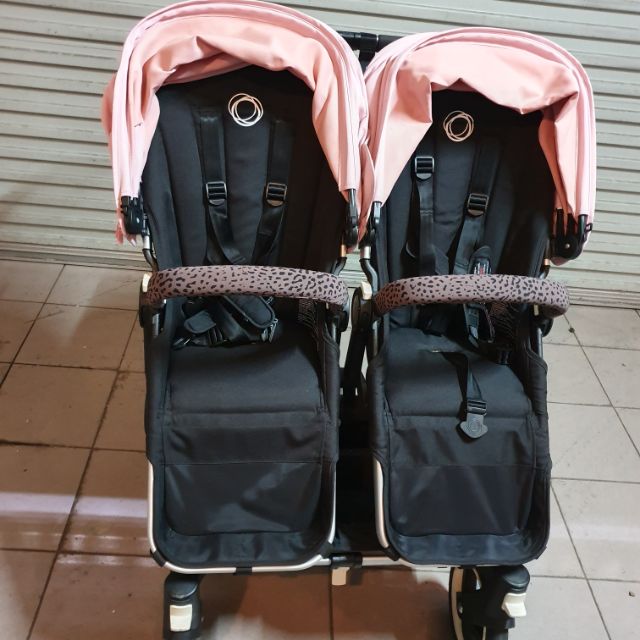 荷蘭bugaboo donkey 2 twin時尚雙人嬰兒推車(粉紅遮陽)