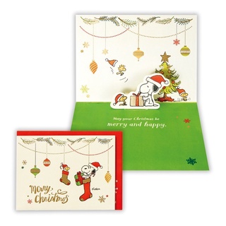 【莫莫日貨】hallmark 日本原裝進口 正版 史努比 Snoopy 燙金立體 聖誕節 聖誕卡 聖誕卡片 28038