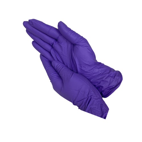 由蝦皮開立電子發票 (2雙入) 3D波紋 ✨指滑加強 紫色NBR手套 加長無粉手套 丁晴手套 加厚款 清潔手套 耐油手套