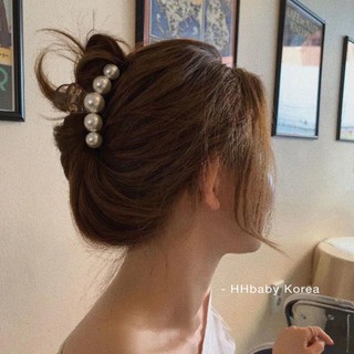 【HHBABY】韓國 法式甜美風復古盤髮珍珠抓夾 ins大號髮夾 髮抓女