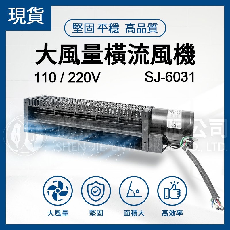 現貨【勝杰風機】空氣門 最強風橫流扇　露營風機 攤販 夜市 SJ6031  45W　工業用橫流扇店面吹涼 散熱風扇