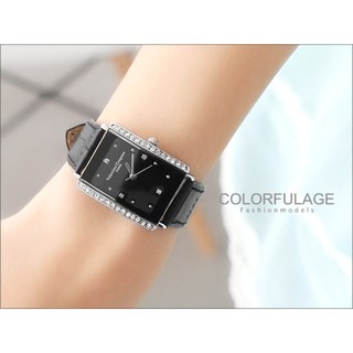 范倫鐵諾Valentino手錶 經典方形水鑽真皮腕錶 氣質女孩名媛 【NE211】原廠公司貨