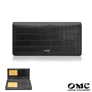 【OMC】限時特價-12卡2照-鱷魚壓紋-加圍牛皮長夾27810-黑色