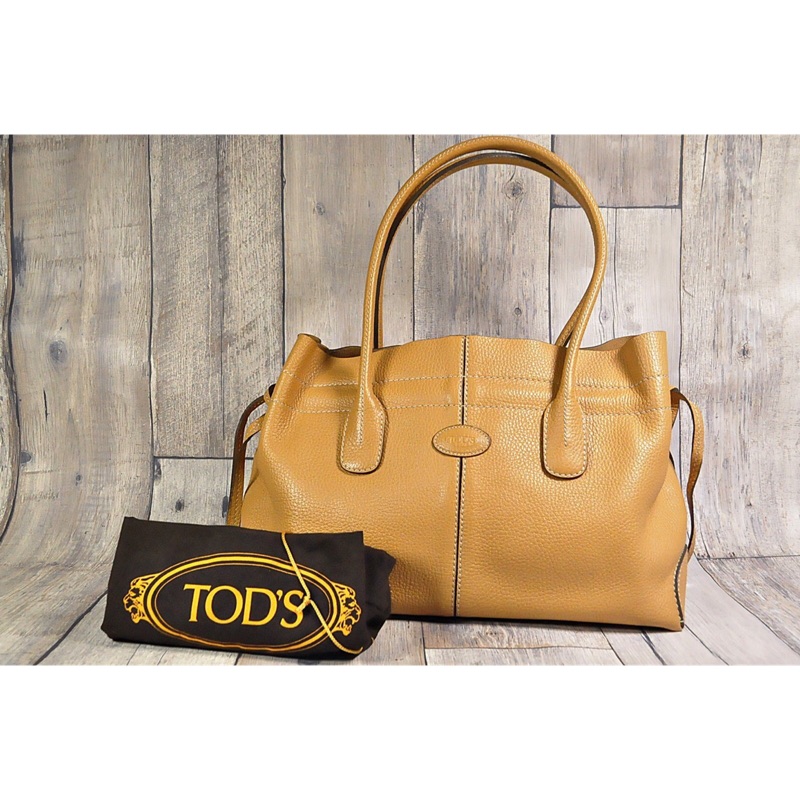 義大利製🇮🇹【TOD'S】駝色真皮手提/肩背包D bag