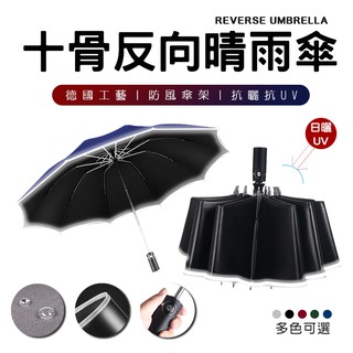 【現貨】十骨反向晴陽傘 自動傘 一鍵自動開收傘 陽傘 晴陽傘 雨傘 抗UV 紫外線 遮陽傘 摺疊傘 雨傘自動傘 傘