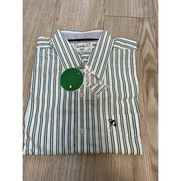 雨傘牌 Arnold Palmer 綠條紋襯衫 48（M-L)