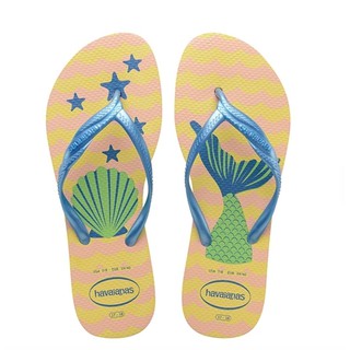 【老費】havaianas Slim fantasia praiana 巴西正品 哈瓦仕人字拖拖鞋 平底/夢幻人魚(黃)