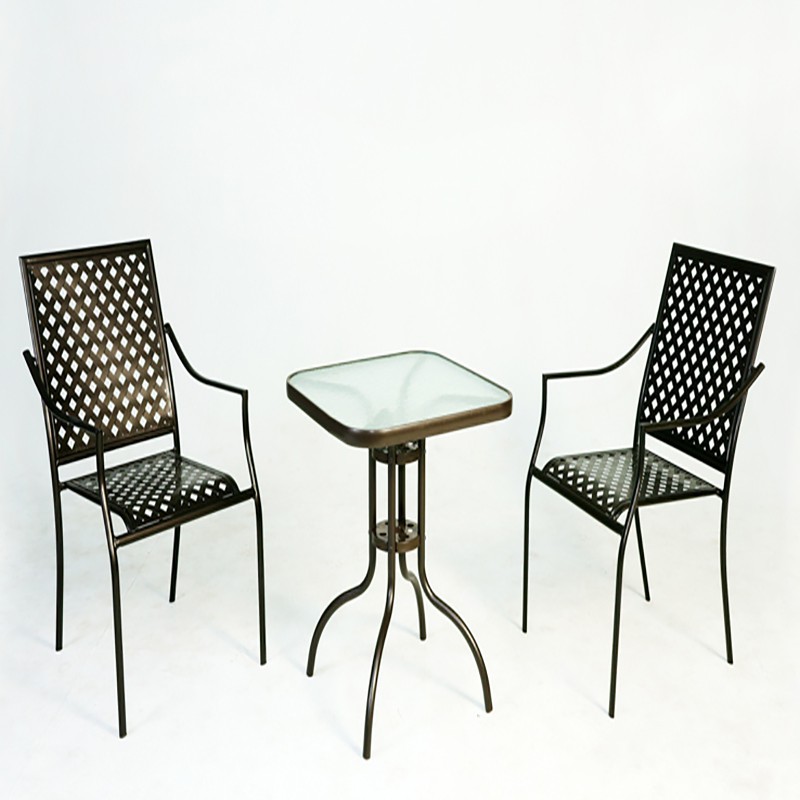 【FU22-A】 60cm半鋁玻璃方桌椅組