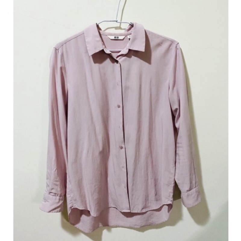 Uniqlo 淡粉色嫘縈長袖襯衫 S號