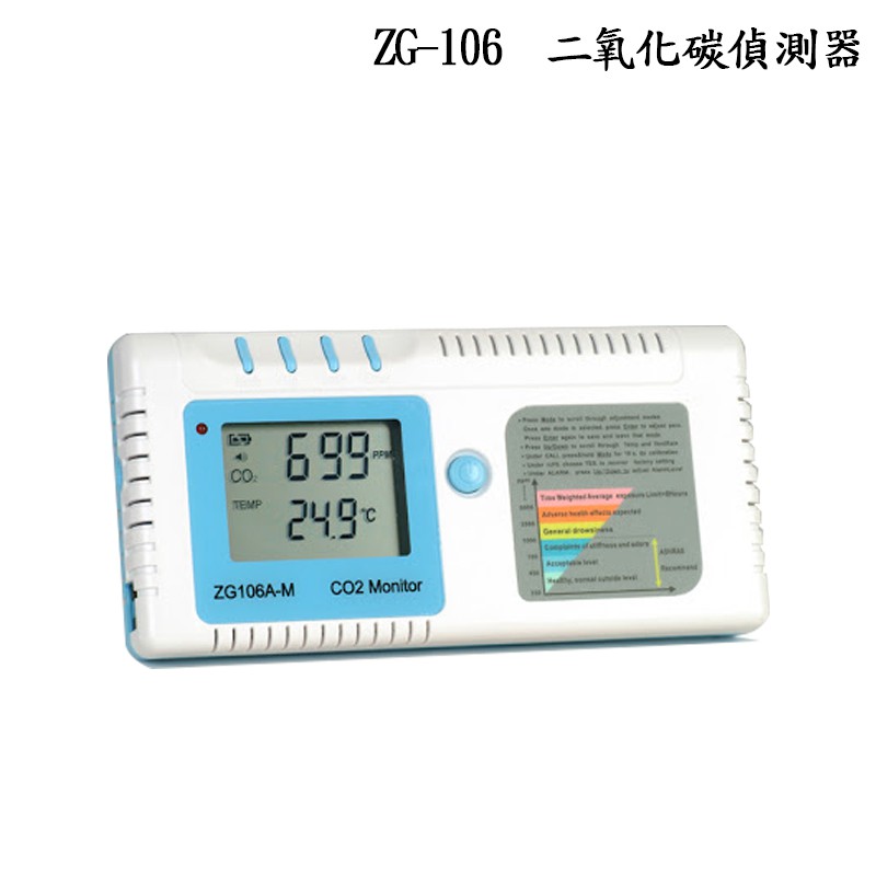 Zg 106 二氧化碳偵測器co2 監測儀二氧化碳co2 及溫度居家安全空氣偵測器 蝦皮購物