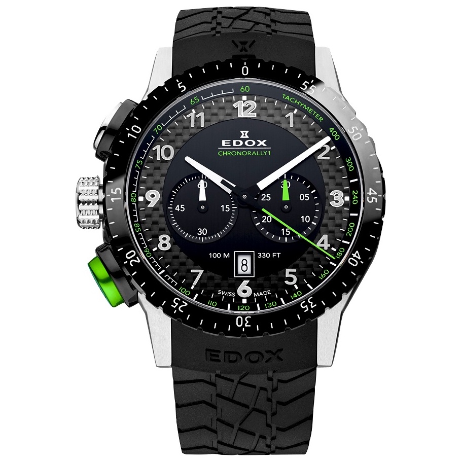 【高雄時光鐘錶公司】EDOX 伊度 Chrororally 1 越野左錶冠碳纖維計時腕錶 E10305.3NV.NV