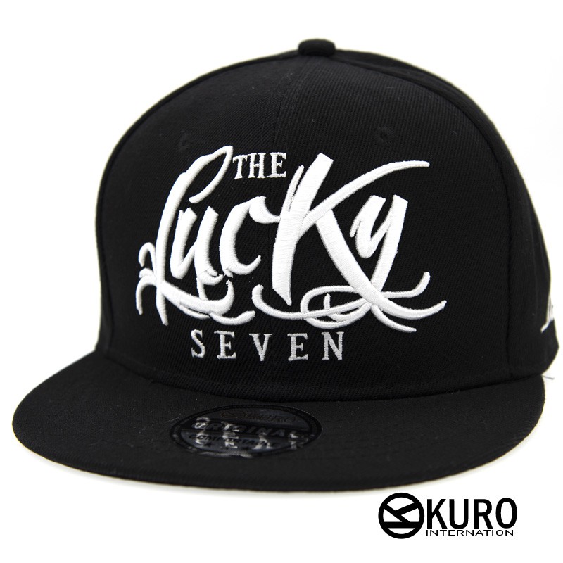 KURO-SHOP黑色Lucky電繡潮流板帽棒球帽