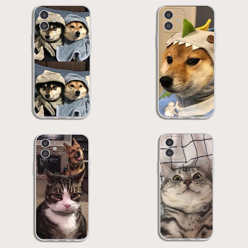 iPhone蘋果手機殼搞怪個性動物小貓小狗適用於蘋果iphone7/8p透明TPU11/12Pro max軟殼