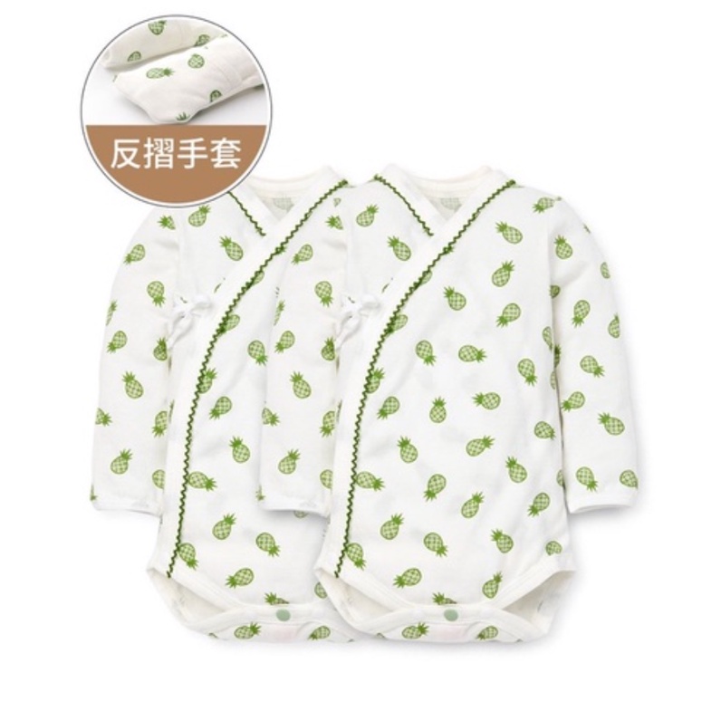 (二手近全新!) mamaway 媽媽餵 新生兒包屁衣2件組 可愛鳳梨圖案