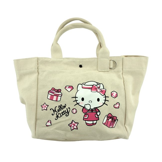 (瑕疵便宜賣)Hello Kitty 凱蒂貓  品味經典帆布提袋 (手提包/便當袋) 全新