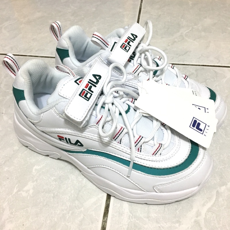 FILA 韓國限定RAY VELTRAP 魔鬼氈復古老爹鞋 白綠女