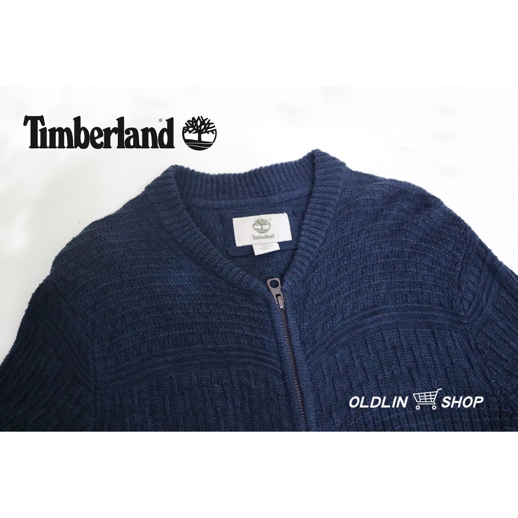 Timberland 深藍色素面造型紋路針織外套