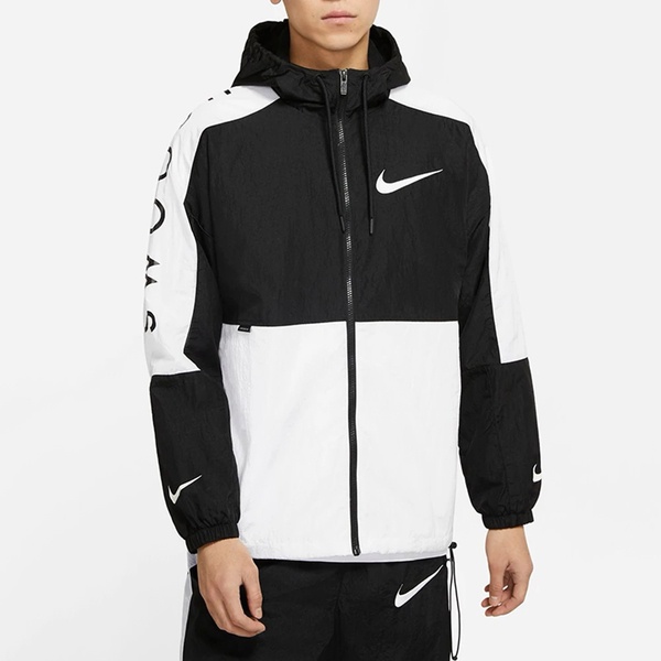 [ROSE] NIKE Sportswear Swoosh 男裝 連帽 外套 黑 白 DJ4131-010