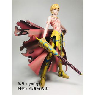 FATE_吉爾伽美什 人物人型款 立體紙模型 手工 DIY 3D 摺紙 折紙 紙製品 命運停駐之夜 吾王 金閃閃