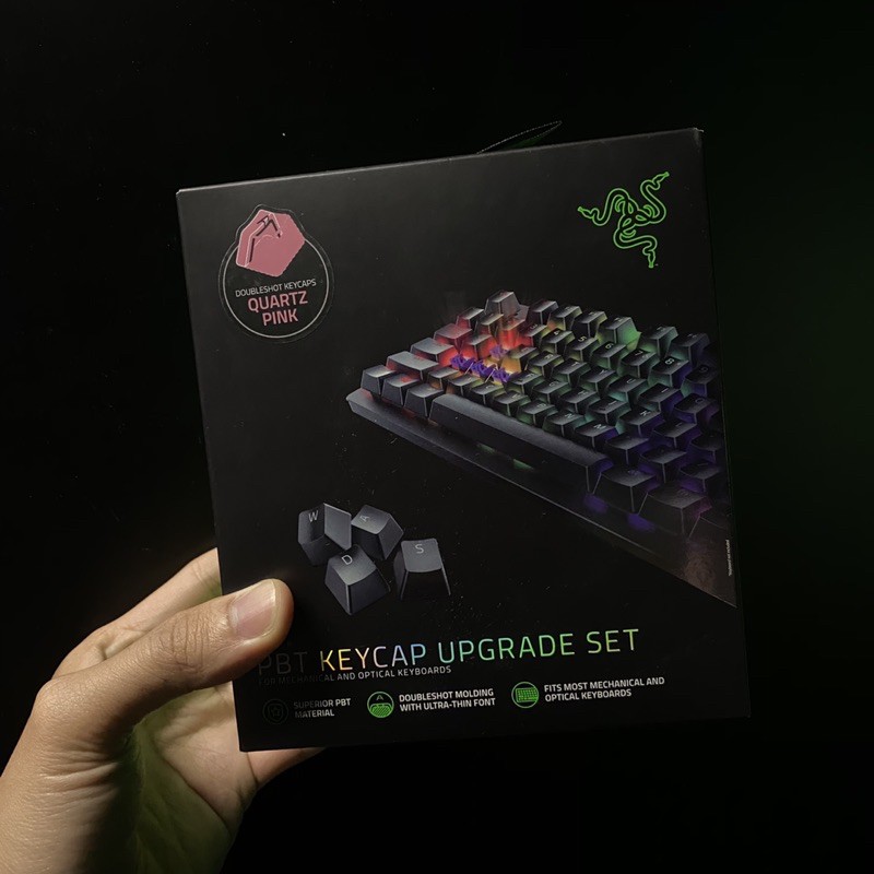 ::全新:: Razer PBT雷蛇鍵帽 黑色/粉色 鍵帽（適用於十字軸體機械&amp;光軸）