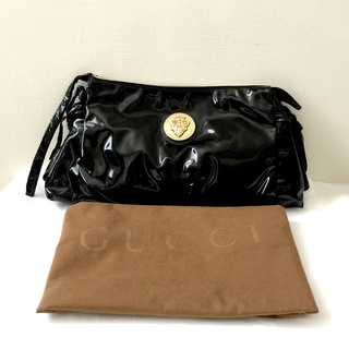 義大利 GUCCI 黑色漆皮手拿包 197015 / 2123 / ITALY