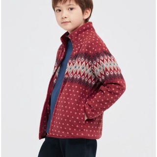 全新現貨💕多款可選💕日本UNIQLO，童裝 保暖印花刷毛長袖外套，110cm 聖誕節 過年 寒流 秋冬 嬰幼兒