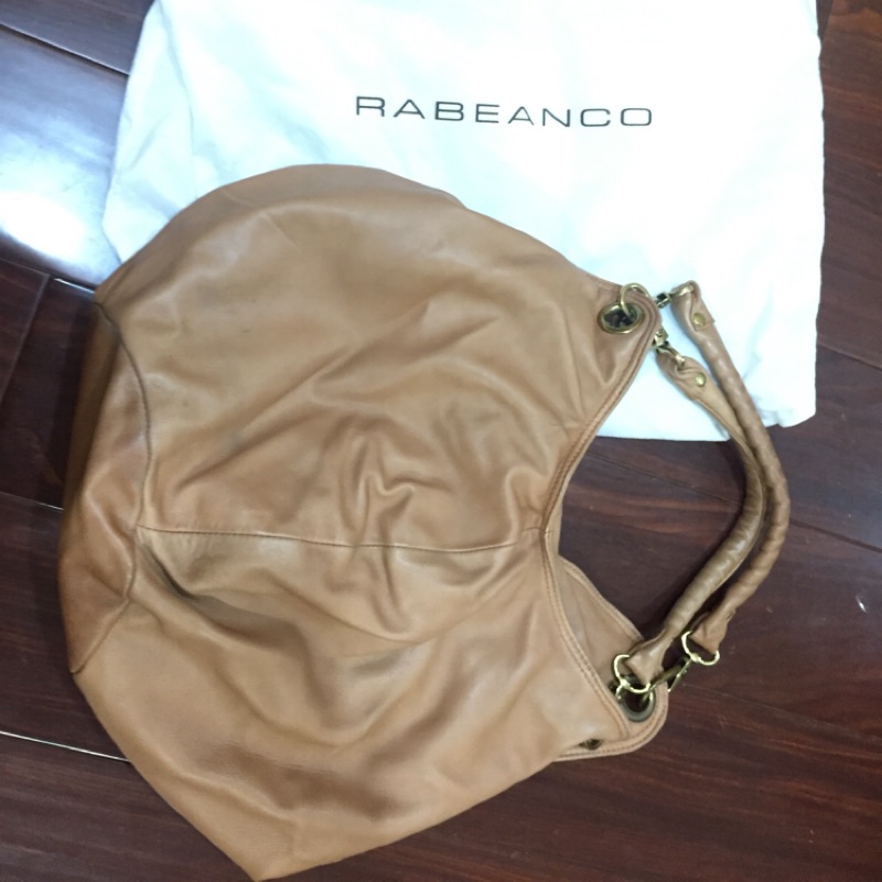 Rabeanco 二手咖啡色肩背包 手提包 真品羊皮 降價