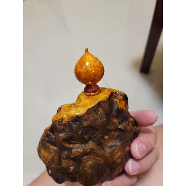 台灣扁柏「黃檜」帶天然黑皮鳳尾瘤花瓶