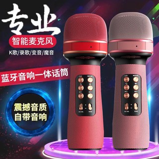 （現貨)新款麥克風話筒音響一體全民手機k歌神器無線藍芽家用電視戶外唱