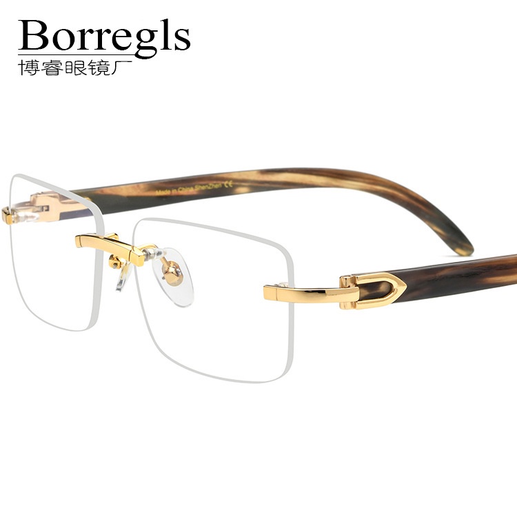 白色牛角天然黑牛角光學腿眼鏡架無框近視眼鏡框開車釣魚眼鏡博睿眼鏡Borregls