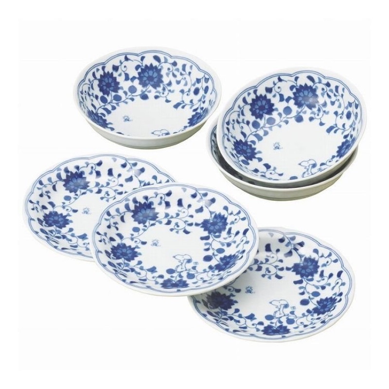 日本正版 史努比 snoopy 日本製 唐陶瓷碗盤組6入組 陶瓷餐具組 金正陶器 藍唐草 陶瓷盤 沙拉盤 陶瓷碗 禮盒組