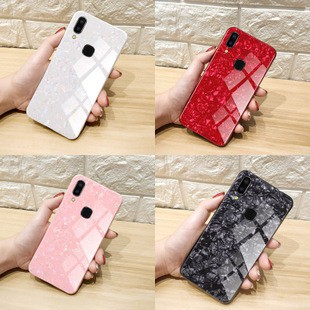 【現貨】iPhoneX XS MAX XR i7 i8 plus se2 玻璃貝殼纹手機保護套 手机殼玻璃硬殼 閃亮