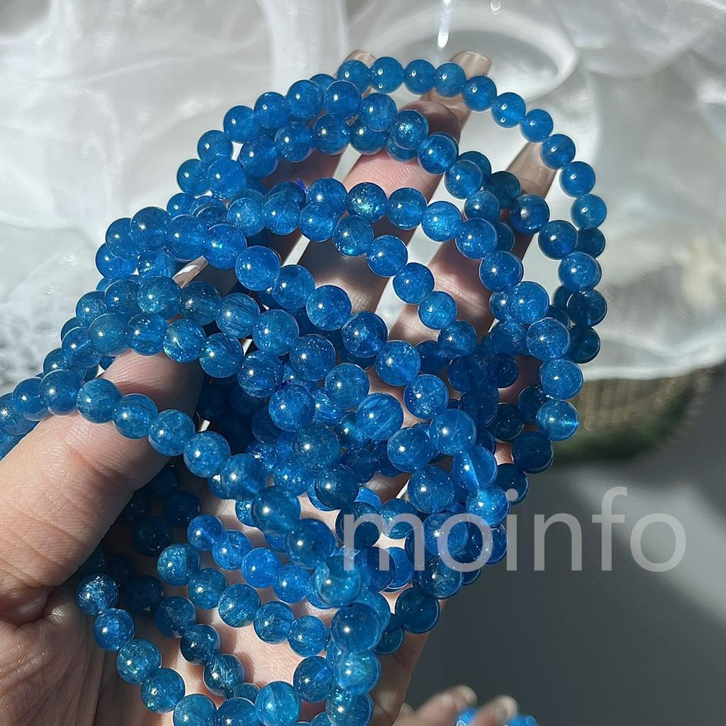 天然 藍磷灰水晶 手串 藍磷輝石 藍磷灰 手珠 高貨 藍磷灰石 單圈手鍊
