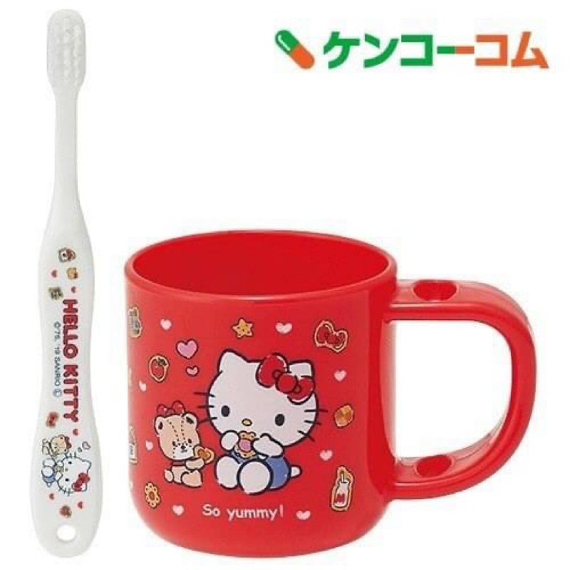 ［翹鬍子］日本 三麗鷗 kitty 杯 漱口杯 水杯  含牙刷 整組 漱口杯