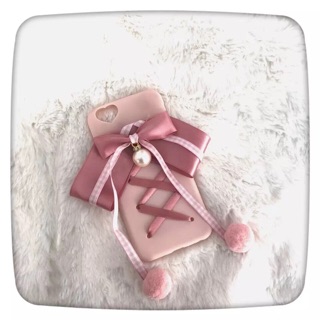 Ribbon🎀訂製款iphone x/8/7/6/5華為小米oppo軟妹萌蝴蝶結粉嫩少女網紅網美毛球毛絨緞帶手機殼防摔