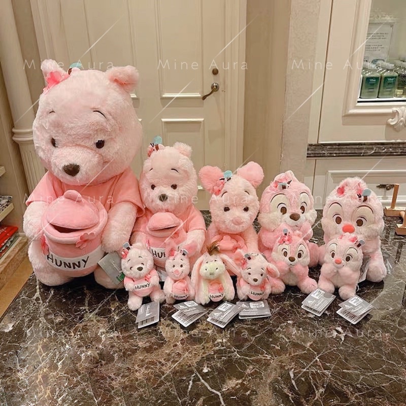(現在台/代購)香港/上海/日本迪士尼商店 櫻花 粉紅 和服米奇米妮 趴趴維尼 吊飾 娃娃玩偶 斜背 包