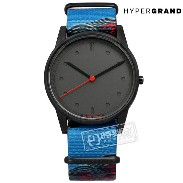 HyperGrand / Holiday 新加坡品牌 塗鴉 尼龍手錶 灰x黑x藍 / NW01TIDL / 38mm