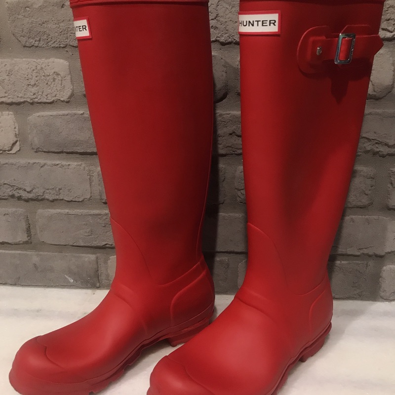 二手正品Hunter 經典款紅色霧面長筒雨靴 UK5/EU38
