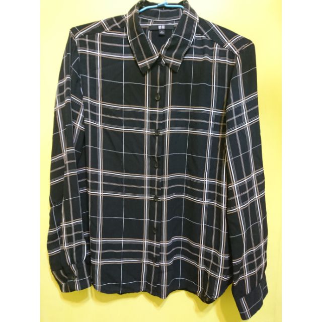Uniqlo雪紡格紋襯衫 M 蝦皮購物