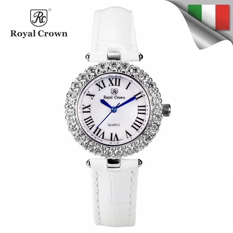 蘿亞克朗 Royal Crown 日本機芯6305P 金色華貴氣質鑲鑽 手錶 金屬鑲鑽鏈帶  歐洲 義大利品牌精品 女錶