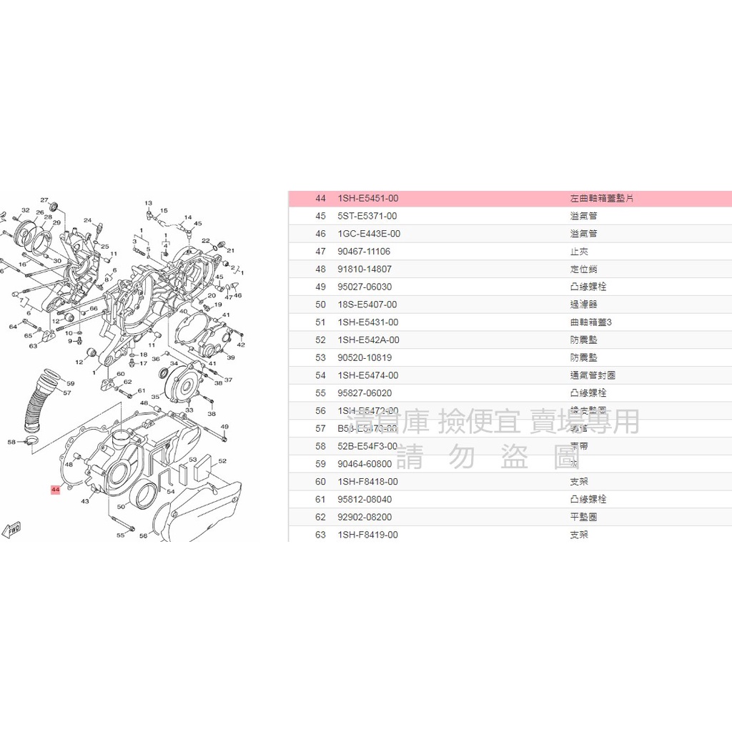 撿便宜料號 1SH-E5451-00  YAMAHA 山葉原廠 曲軸箱蓋墊片 CUXI　Limi 115 傳動蓋墊片