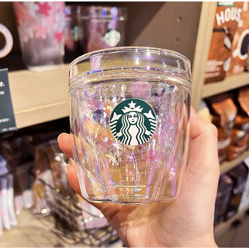 Starbucks官方正品！日本星巴克杯子2022櫻花限定櫻花雙層耐熱玻璃杯現果汁珍奶茶奶昔茶水咖啡杯 237ml