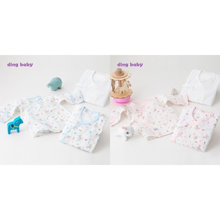 【ding baby】MIT台灣製 歡樂木馬純棉反摺袖紗布肚衣3入組-粉/藍