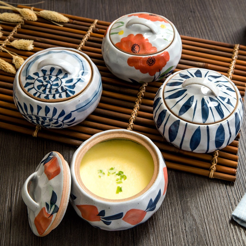 【新品特惠】日式燉盅 茶碗蒸杯 蒸蛋碗 燉盅碗 盅碗 湯盅 陶瓷帶蓋燕窩碗